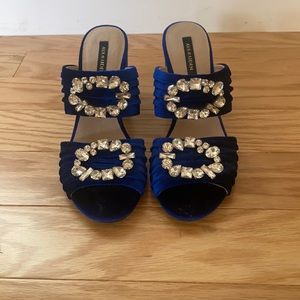 Blue velvet shoes
